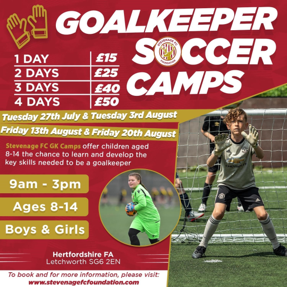 Goal Keeper Camps - Letchworth - Week 1 - 4 - July - August 2021