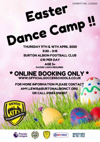 Easter Dance Camp| Thursday 9th & 16th April | Ages 5 - 16 | Held at Burton Albion Community Football Club North Bar 