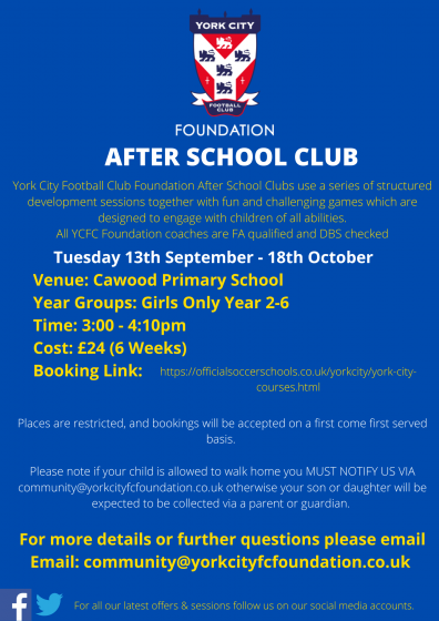 Cawood Primary School Girls Only Football Session