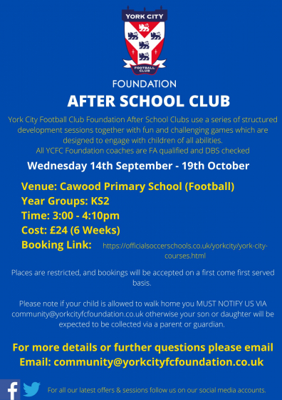 Cawood CE Primary KS2 Football After School Club
