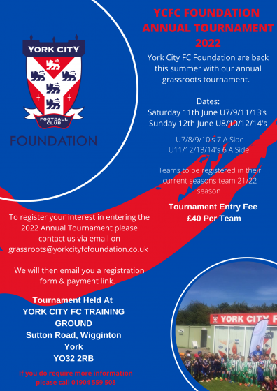York City FC Foundation Annual Tournament U14's Payment Link 
