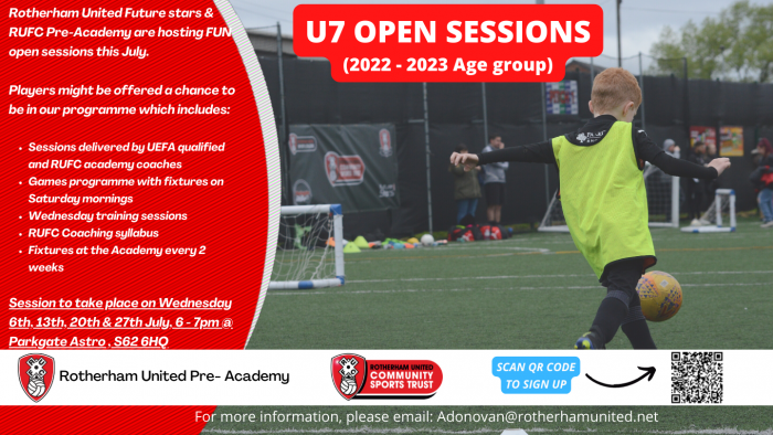 2022/23 U7 OPEN SESSION | WEDNESDAY 6-7PM | JULY 2022